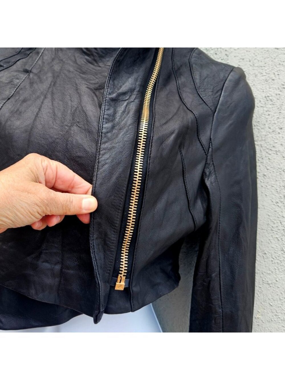 Vintage Pegah Anvarian Black Lambskin Leather Cropped Bolero Moto Jacket XS Rare - Picture 13 of 16